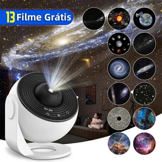 13 em 1 Projetor Galáxia Luminária Led Estrela Galaxia Estrela Infantil Céu Estrelado Lua 360º