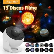 Projetor Galáxia Luminária Led 13 em 1 Estrelas Terra Lua Nebulosa Giratório 360° Teto Parede Noturna