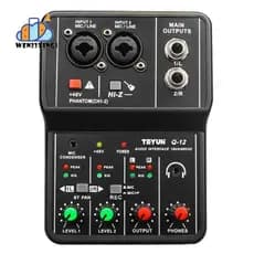 TEYUN Q-12 Placa De Som Mixer Console Interface De Sistema De Desktop Estéreo De 4 Canais Para Computador De Potência 48