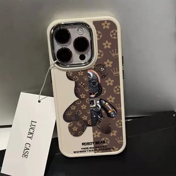 Capinha Capa silicone Anti-impacto Trendy Cool Bear para iPhone 11 12 13 14 15 16 17 Pro MAX X XR XS MAX Plus CASE