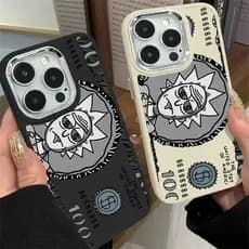 Capa De Silicone Anti-Impacto Rick E Morty Para iPhone 11 12 13 14 15 16 17 Pro MAX XR XS Plus