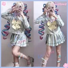 AME-CHAN KANGEL Fantasia de Cosplay Necessaire STREAMER OVERLOAD Vestido com Laço para Festa de Anime e Carnaval 3841