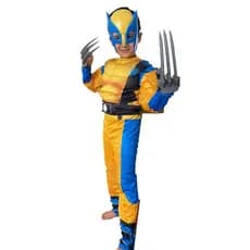 Fantasia de Halloween do Super-Herói Wolverine da Liga da Justiça para Crianças, Macacão de Cosplay com Máscara e Garra