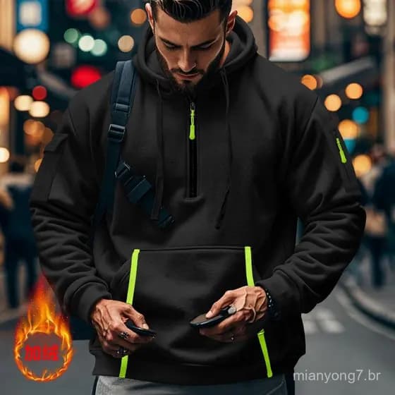 Novo moletom com capuz transfronteiriço masculino outono inverno lã com capuz moletom masculino Casual esportes tamanho