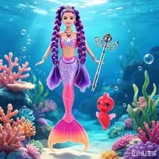 Brinquedo de boneca sereia novo estilo de 35 cm encaixotado com brinquedo infantil de música leve