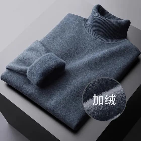 Forro de lã de uma peça de lã masculina camisa de fundo gola alta camisola masculina outono inverno fino ajuste Casual l