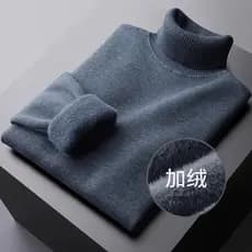 Forro de lã de uma peça de lã masculina camisa de fundo gola alta camisola masculina outono inverno fino ajuste Casual l