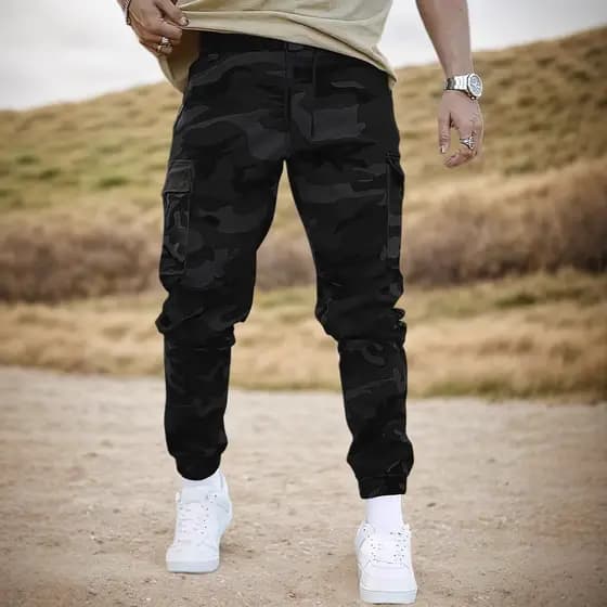 [Tamanho transfronteiriço] Macacão camuflado 2026 primavera outono masculino amarração Street Wear calças casuais mais