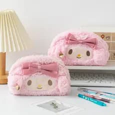 Novo estojo de pelúcia estilo japonês para meninas, fofo e de grande capacidade, com desenho animado, para material esco
