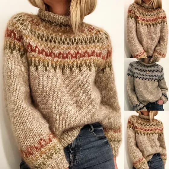 Suéter feminino de inverno meia gola alta pulôver estampa reta suéter estilo unissex