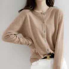 Cardigan de malha com gola redonda para mulheres 2026 outono novo estilo elegante preguiçoso solto tamanho grande jaquet