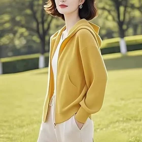 Solto Casual topo moda manga comprida cor sólida Cardigan com capuz jaqueta moletom redução de idade 2026 outono