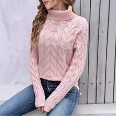 Gola alta torção cor sólida pulôver camisola feminina Cross-Border engrossado quente solto mais magro olhar camisola de