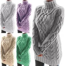Outono inverno novo estilo camisola transfronteiriça malhas femininas lapela espessada manga comprida Retro linha grossa
