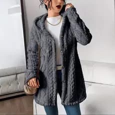 2026 outono inverno estação independente feminino com capuz dupla face velo Cardigan de manga comprida Casual jaqueta qu