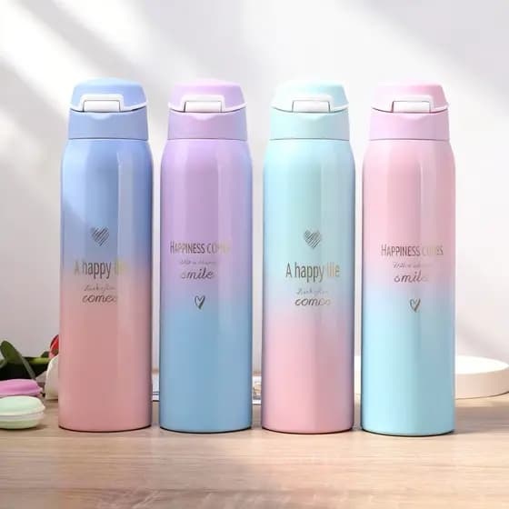 Garrafa Térmica Inox 500ml com Canudo | Dupla Parede | Frio ou Quente 8h | Antivazamento