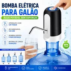 Bomba Elétrica para Galão de Água Recarregável USB Automática Portátil para Garrafão 5L 10L 20L