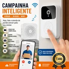 Campainha Inteligente WiFi com Câmera HD Vídeo Porteiro Sem Fio Áudio Bidirecional Visão Noturna