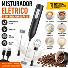 Misturador Elétrico Recarregável USB 3 Velocidades Espumador de Leite Batedor de Ovos Mini Mixer Portátil