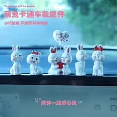 Itens decorativos para interiores de carros, enfeites de coelhinho fofos para painel de carro, decorações para interiore