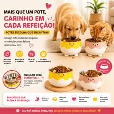 Comedouro e Bebedouro Alto para cães e gatos- fofo e divertido - Chick - Premium