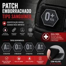 Patch Emborrachado Tipo Sanguíneo - Airsoft Paintball- 2,5 cm x 2,5 cm