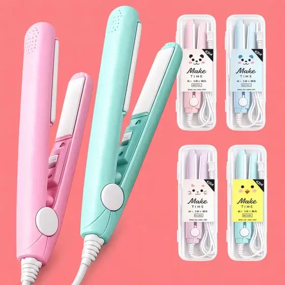 Mini Chapinha Portátil Pequena Bivolt Prancha Alisadora Para Cabelo Profissional