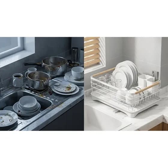 Escorredor Loucas Organizador Talheres Cozinha Com Base Reservatorio Agua