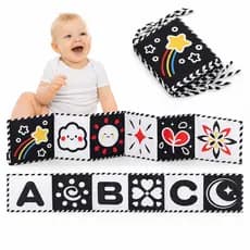 Livro de Pano Sensorial para Bebê 0 a 6 Meses Estimulação Visual Educativa