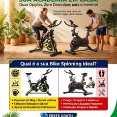 Bike Spinning Ergométrica Silenciosa para Academia Doméstica Emagrecimento, Altura Ajustável 2 Modelos Capacidade120/150