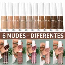 Kit 6 Esmaltes Drica Nude 8ml Tons Variados para Unhas Manicure