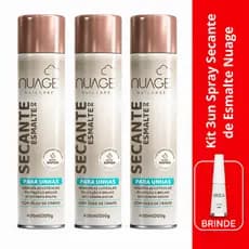 Kit 3 Spray Secante de Esmalte Nuage 400ml + Brinde Esmalte Drica Cor Aleatória