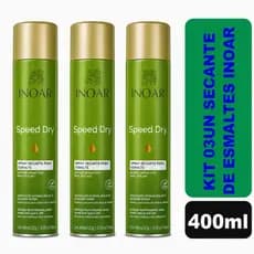 Kit 3 Spray Secante de Esmalte Inoar Speed Dry 400ml com Óleo de Argan Secagem Rápida
