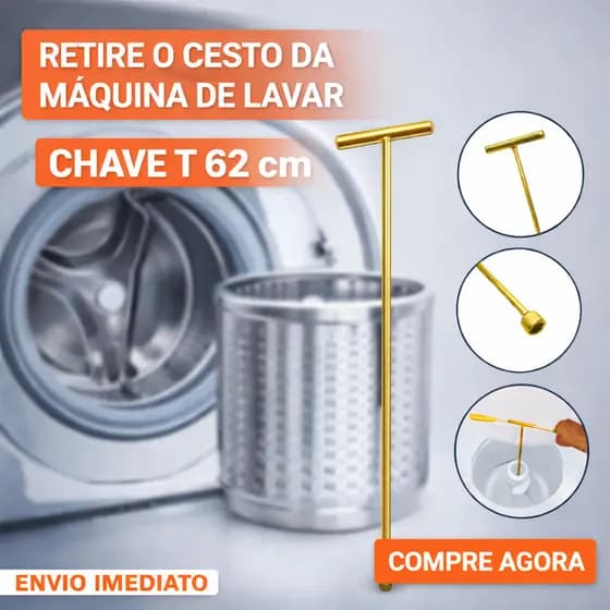 Chave T Longa 10mm - 62cm para Agitador de Máquina de Lavar