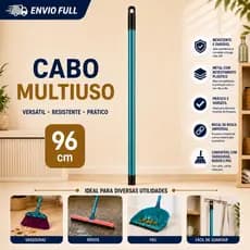 Cabo Para Vassoura Rodo E Pá 96cm Resistente Metal Plastificado Rosca Universal