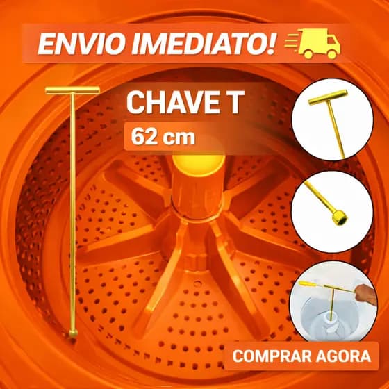 CHAVE T 10mm LONGA 62cm PARA REMOÇÃO DO PARAFUSO AGITADOR DE MAQUINA DE LAVAR - FRIO VARIEDADES