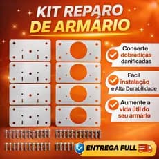 Kit 10 Placas Reparo para Consertar Dobradiça Armário