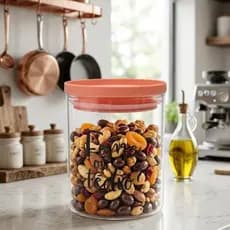 Kit com 2 Potes de Vidro com Tampa Hermética - 10x10 cm - Auxilia Conservação Alimentos Design Moderno Elegante