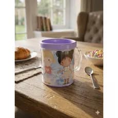 Kit Caneca Personalizada Rosca Plástico Acrílico Tema Lembrancinha Aniversário Infantil Adulto Corporativo 350ml