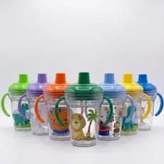 Copo de Transição com Alça e Tampa Infantil 170 ml Bico Rígido Exclusiva Válvula Antiengasgo Fácil Utilização e Limpeza