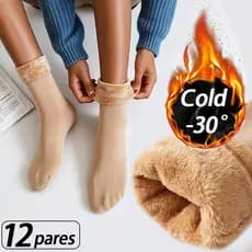 kit Com 2,4,6,12 Pares Meia de Termica Forrada Grossa Inverno Peluciada Unissex Quentinha flanelada fleece frio