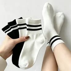 kit 12 pares de meia para academia feminina branca cano médio corrida casal Algodão aerobica listradas pilates