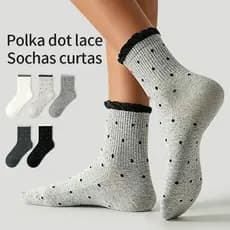 5 Pares Meias Feminina Algodão Cano Médio Estilo Coreano Listradas Esportivas Inverno Conforto Casual