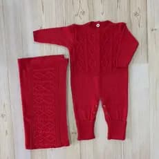 Saída Maternidade Trança Macacão e Manta de Tricô Bebê Reborn RN Roupinha de Bebe
