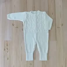 Macacão de Tricot Aran Para Bebê RN Comprido Saída Maternidade