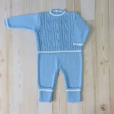 Macacão de Tricot Para Bebê RN Ponto Perola Saída Maternidade Detalhes Enxoval