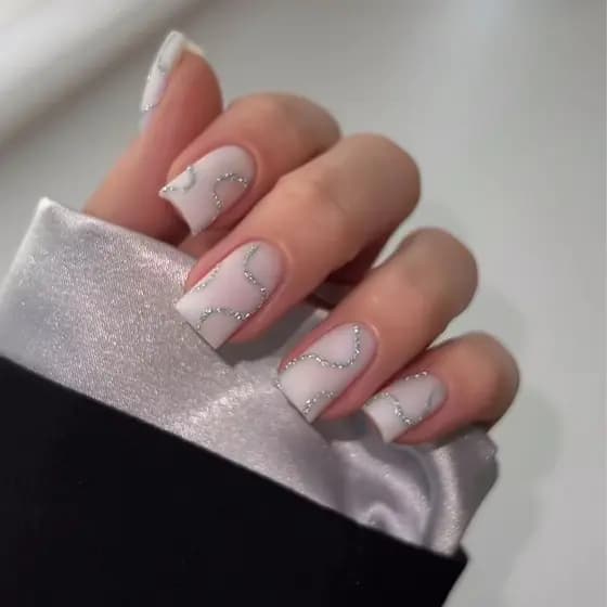 Unhas retangulares vestíveis, linha de mármore, Glitter em pó tingido, unhas falsas, unhas destacáveis para Manicure