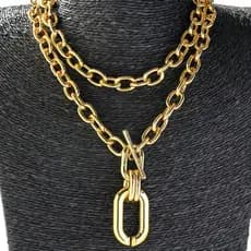 Jóias na moda única corrente de alumínio Multi-camada colar feminino moda geométrica fivela de Metal clavícula colar