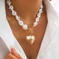 Amor pingente barroco imitação pérola clavícula colar feminino simples francês OT fivela colar jóias femininas