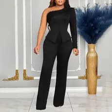 Feminino novo estilo cruz ombro frisado Tongle terno de duas peças